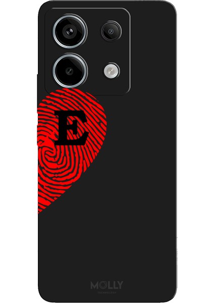 Xiaomi Redmi Note 13 Pro 5g Için Siyah E-Harfli Touch Of love Desenli Silikon Kılıf