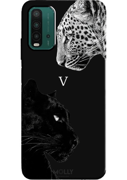 Xiaomi Redmi 9t Için Siyah V Harfli Wild Lovers Desenli Silikon Kılıf