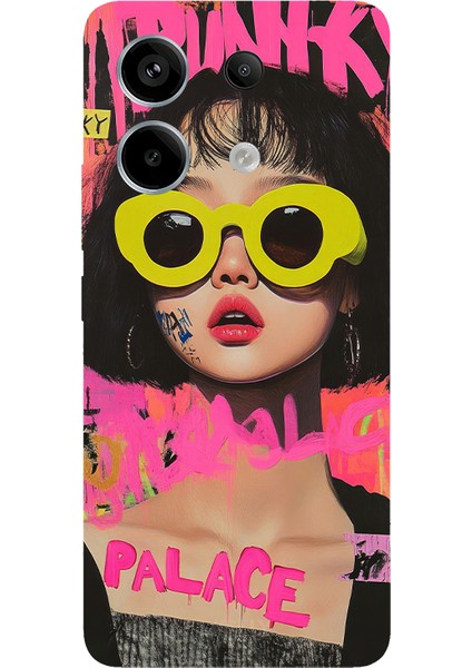 Xiaomi Redmi Note 13 Pro 5g Için Siyah Punk Princess Desenli Silikon Kılıf