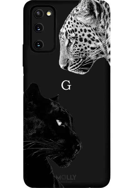 Samsung Galaxy S20 Için Siyah G Harfli Wild Lovers Desenli Silikon Kılıf