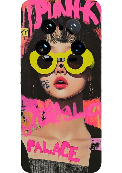 Xiaomi Mi 14 Ultra Için Siyah Punk Princess Desenli Silikon Kılıf