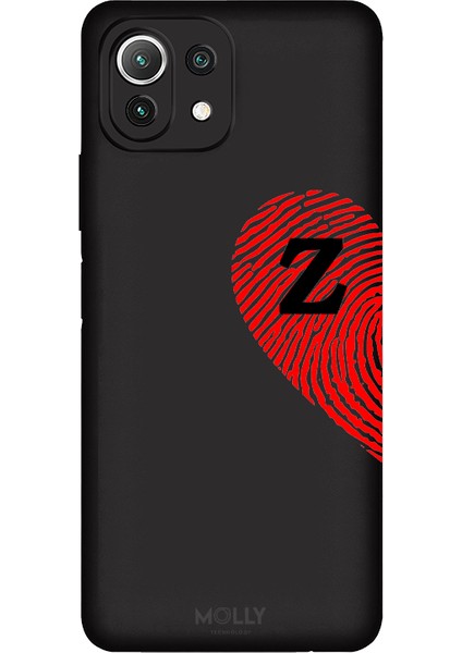 Xiaomi Mi 11 Lite Için Siyah Z Harfli Touch Of love Desenli Silikon Kılıf