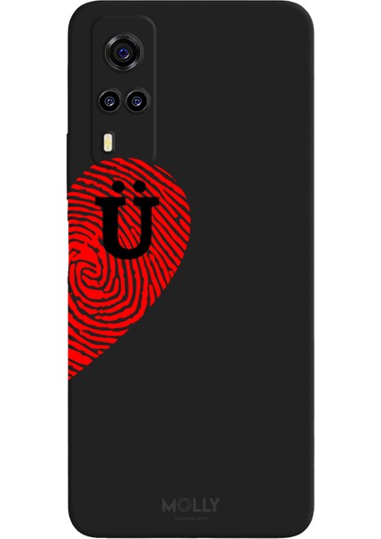 Vivo Y32 Için Siyah Ü-Harfli Touch Of love Desenli Silikon Kılıf