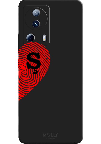 Xiaomi Mi 13 Lite Için Siyah Ş-Harfli Touch Of love Desenli Silikon Kılıf