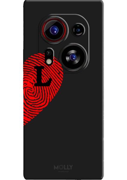 Tecno Phantom X2 Pro Için Siyah L-Harfli Touch Of love Desenli Silikon Kılıf