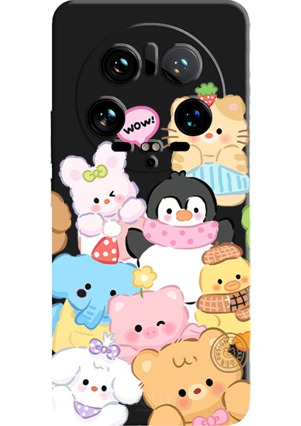 Xiaomi Mi 14 Ultra Için Siyah Cuddle Crew Desenli Silikon Kılıf