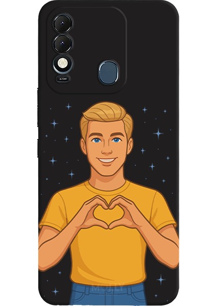 Tecno Spark 8t Için Siyah Golden Heart Desenli Silikon Kılıf