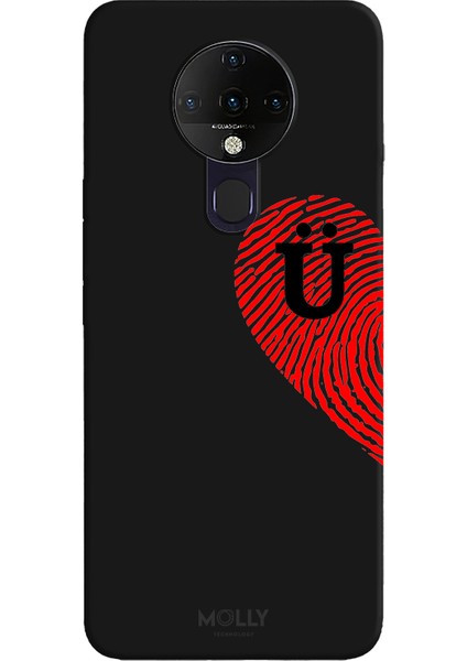 Tecno Pova Neo Için Siyah Ü Harfli Touch Of love Desenli Silikon Kılıf