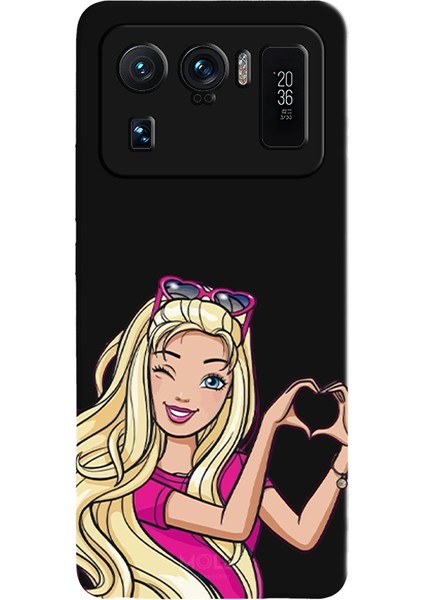 Xiaomi Mi 11 Ultra Için Siyah Barbie Heart Desenli Silikon Kılıf