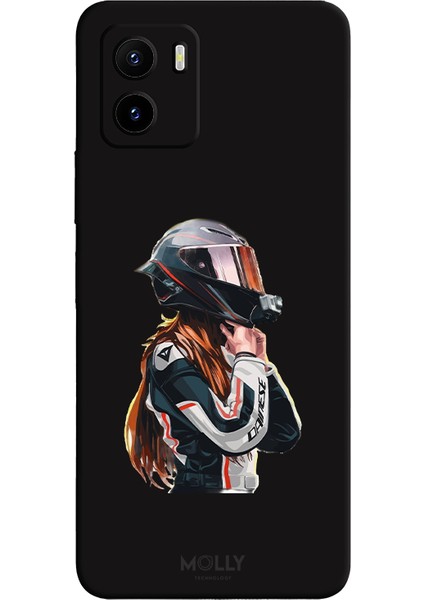 Vivo Y15S Için Siyah Race Queen Desenli Silikon Kılıf