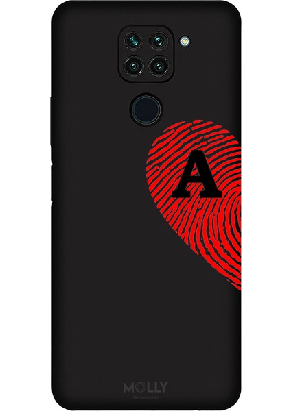 Xiaomi Redmi Note 9 Için Siyah A Harfli Touch Of love Desenli Silikon Kılıf