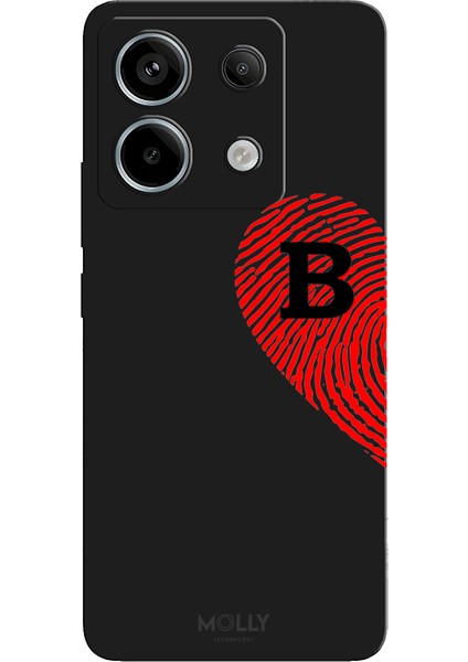 Xiaomi Redmi Note 13 Pro 5g Için Siyah B Harfli Touch Of love Desenli Silikon Kılıf