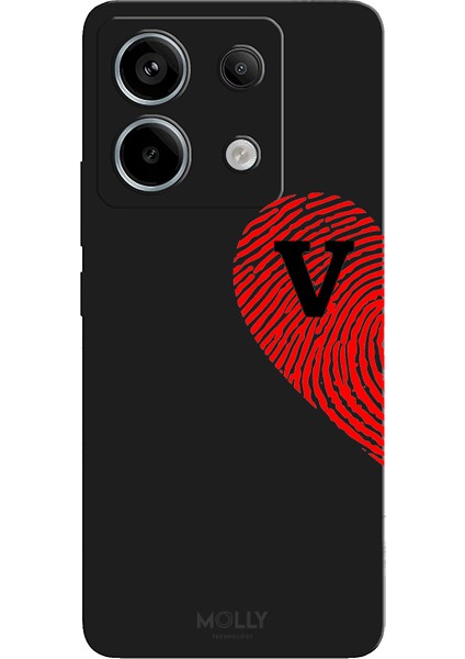 Xiaomi Redmi Note 13 Pro 5g Için Siyah V Harfli Touch Of love Desenli Silikon Kılıf