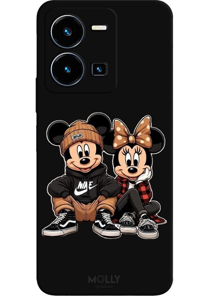 Vivo Y22S Için Siyah Love In Style Desenli Silikon Kılıf