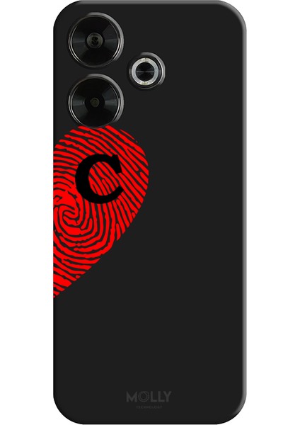 Xiaomi Redmi 13 4g Için Siyah C-Harfli Touch Of love Desenli Silikon Kılıf