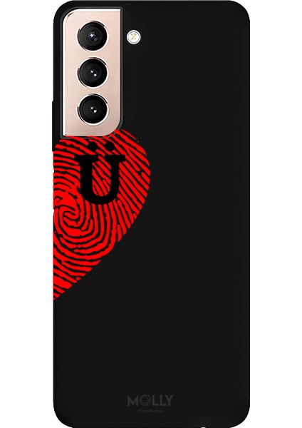 Samsung Galaxy S21 Için Siyah Ü-Harfli Touch Of love Desenli Silikon Kılıf