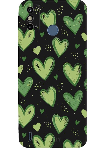 Tecno Spark 6 Go Için Siyah Yeşil Sevda Desenli Silikon Kılıf
