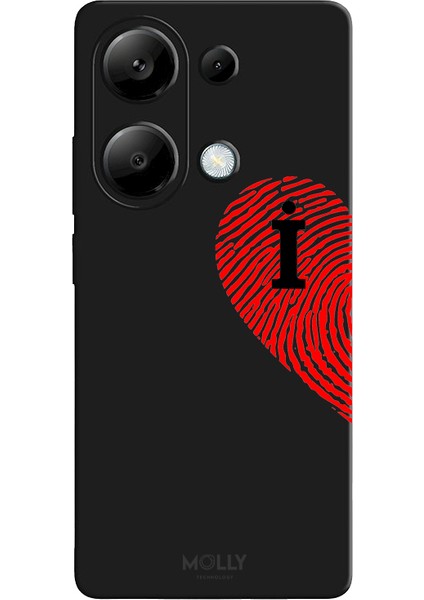 Xiaomi Redmi Note 13 Pro 4g Için Siyah I Harfli Touch Of love Desenli Silikon Kılıf