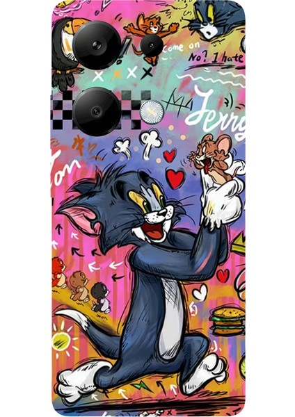 Xiaomi Redmi Note 13 Pro 4g Için Siyah Cheese Trouble Desenli Silikon Kılıf