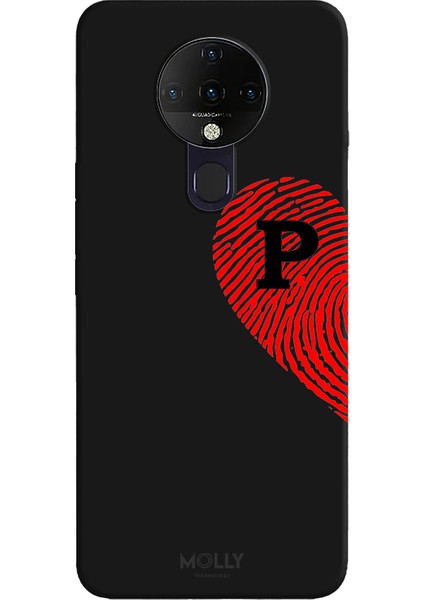 Tecno Pova Neo Için Siyah P Harfli Touch Of love Desenli Silikon Kılıf