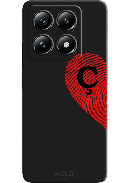 Xiaomi 14T Için Siyah Ç Harfli Touch Of love Desenli Silikon Kılıf