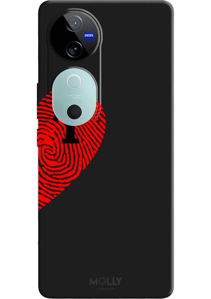 Vivo V40 5g Için Siyah T-Harfli Touch Of love Desenli Silikon Kılıf