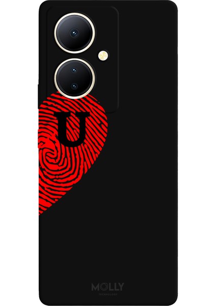Vivo V29 Lite 5g Için Siyah U-Harfli Touch Of love Desenli Silikon Kılıf