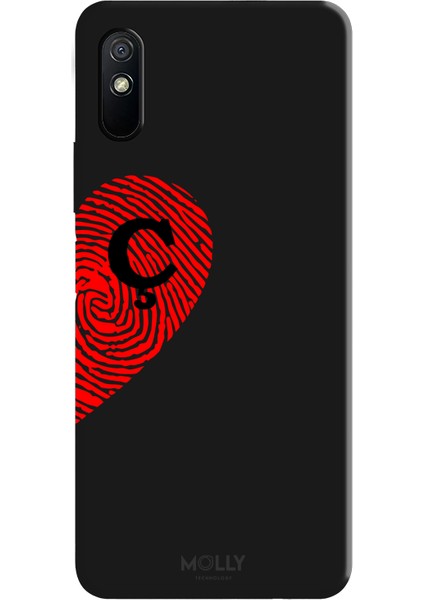 Xiaomi Redmi 9A Için Siyah Ç-Harfli Touch Of love Desenli Silikon Kılıf