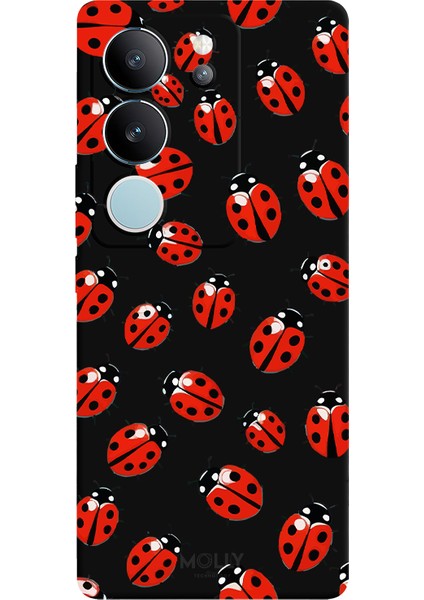 Vivo V29 5g Için Siyah Red Miracles Desenli Silikon Kılıf