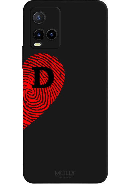 Vivo Y21S Için Siyah D-Harfli Touch Of love Desenli Silikon Kılıf