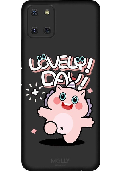 Samsung Galaxy Note 10 Lite Için Siyah Lovely Day Desenli Silikon Kılıf