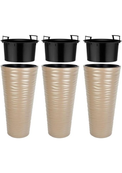 So-Kvt2 Kumsal Vazo Saksı Takımı 85 Litre Mocha 3 Adet
