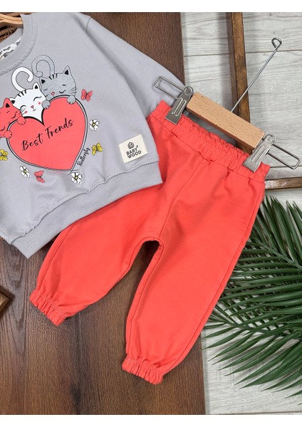 Pamuklu Mevsimlik Kedicik Detaylı 2li Kız Bebek Takım fiyatları