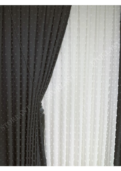 Puffy Ponpon Desenli Keten Fon Perde L Tercih Edilen - Ürün Sık Pile L Aksesuar Hediyeli indirimleri