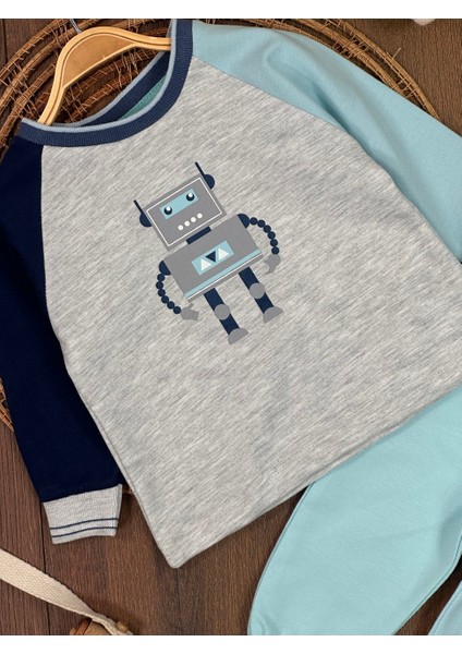 Pamuklu Robot Detaylı Uzun Kollu Mevsimlik 2li Erkek Bebek Takım modelleri