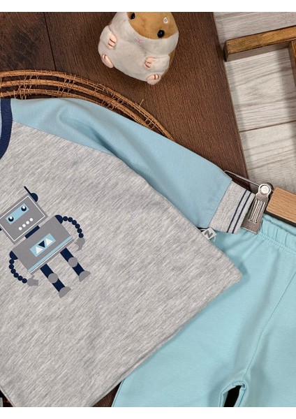 Pamuklu Robot Detaylı Uzun Kollu Mevsimlik 2li Erkek Bebek Takım fırsatları