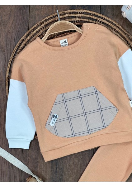 Pamuklu Kanguru Cepli Ekose Detaylı 2li Erkek Bebek Takım fiyatları