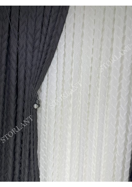 Puffy Herringbone Anrasit Desenli Keten Fon Perde L Ürün Sık Pile L Aksesuar Hediyeli L Tek Kanat modelleri