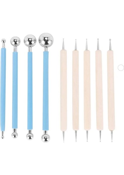 Dot Mandala Çubukları, Dot Kalemleri 9'lu Set , Büyükten Küçüğe Tüm Boyutlar