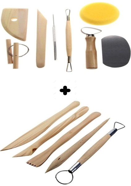 Seramik Başlangıç Seti 13 Parça Modelaj Modelleme Heykel Çömlek Sanatsal Ebeşuar Seti Hobi Eğitim