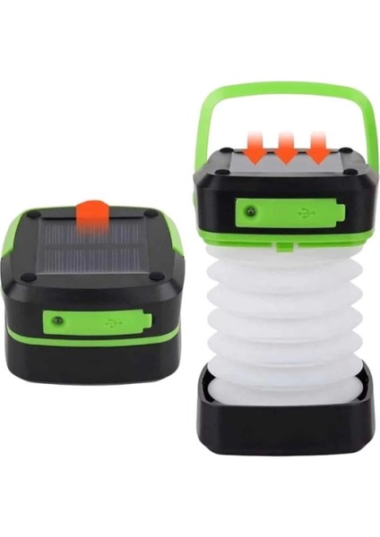Katlanabilir Kamp Lambası Akordiyon Lamba Şarjlı 3 Kademeli Solar