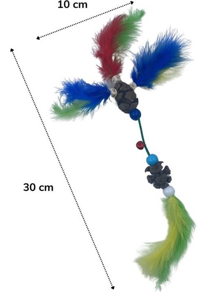 Tüylü Tahta Boncuklu Zilli Kedi Oyuncağı Çok Renkli Kedi Oyuncak (4915) fırsatları