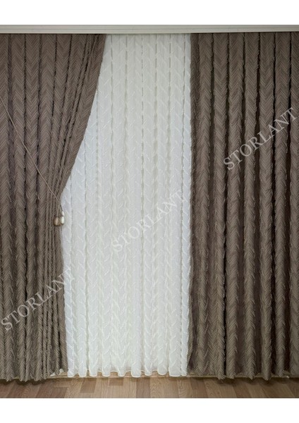 Puffy Herringbone Keten Tül Perde | Ağır Gramajlı, 1/3 Sık Pileli, Ütü Gerektirmez