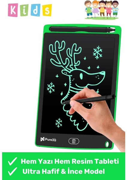 Grafik Digital Çocuk Yazı Tahtası Çizim Tableti LCD 8.5 Inc