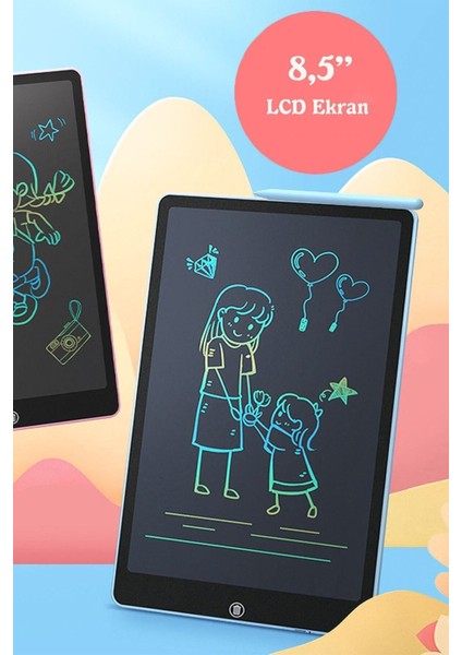 Writing Tablet LCD 8.5 Inç Dijital Kalemli Çizim Yazı Tahtası Grafik Not Yazma Eğitim