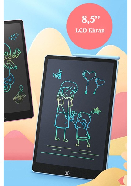 Writing Tablet LCD 8.5 Inç Dijital Kalemli Çizim Yazı Tahtası Grafik Not Yazma Eğitim Tableti