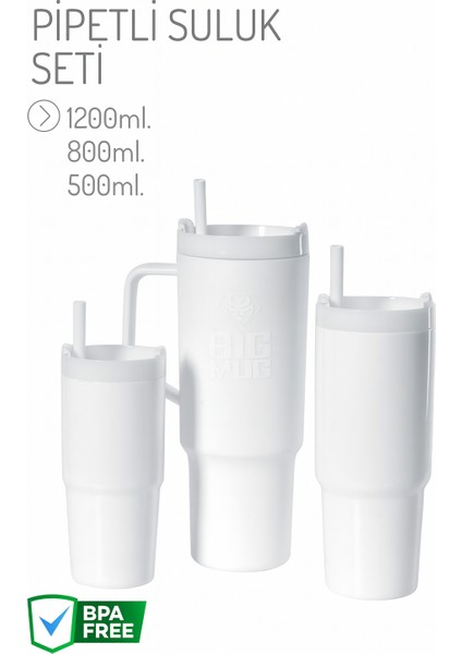 3 Boy Pipetli Suluk Seti Beyaz