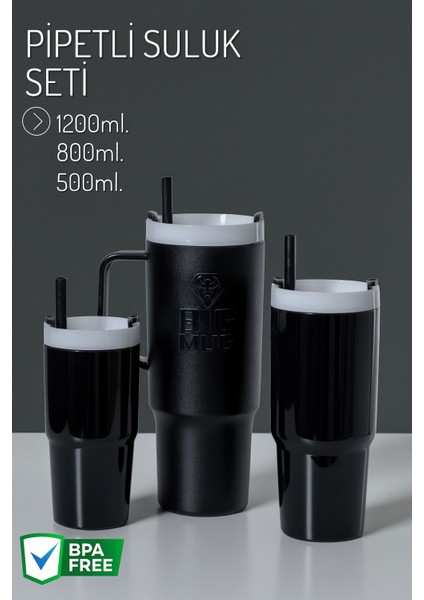 3 Boy Pipetli Suluk Seti Siyah
