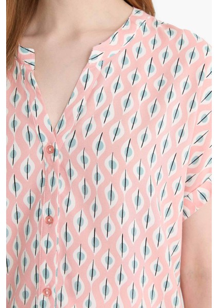 Regular Fit Apaş Yaka Desenli Kısa Kollu Gömlek I6173AZ25SM indirimleri