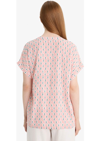 Regular Fit Apaş Yaka Desenli Kısa Kollu Gömlek I6173AZ25SM